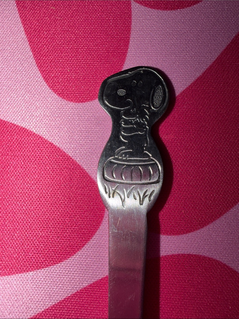 1965 RARE VINTAGE PEANUTS DANARA SNOOPY & WOODSTOCK LONG BABY SPOON 5.5” GUC